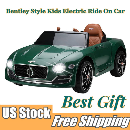 12V Kids Electric Ride-On Car with Remote Control and LED Lights Bentley Style Toy Gas Scooters 0
