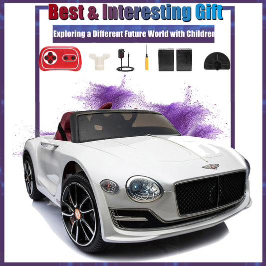 12V Kids Electric Ride-On Car Licensed Bentley Style with LED Lights and Remote Control Gas Scooters 0