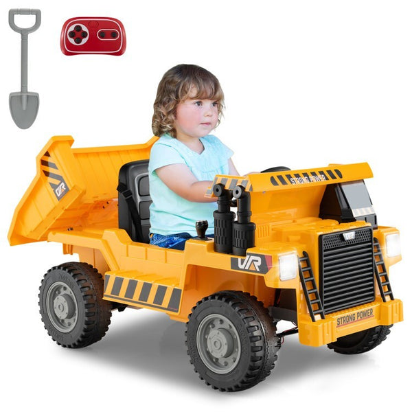 12V Kids Electric Ride-On Dump Truck with Remote Control and Adjustable Dump Bed
