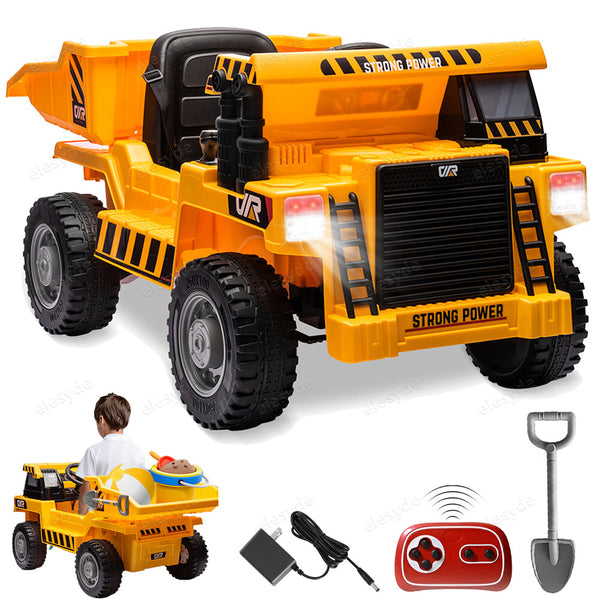 12V Kids Electric Ride-On Dump Truck with Remote Control and Functional Shovel Bed