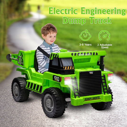 12V Kids Ride-On RC Construction Dump Truck with Electric Bucket and Battery Powered Tractor Gas Scooters 0