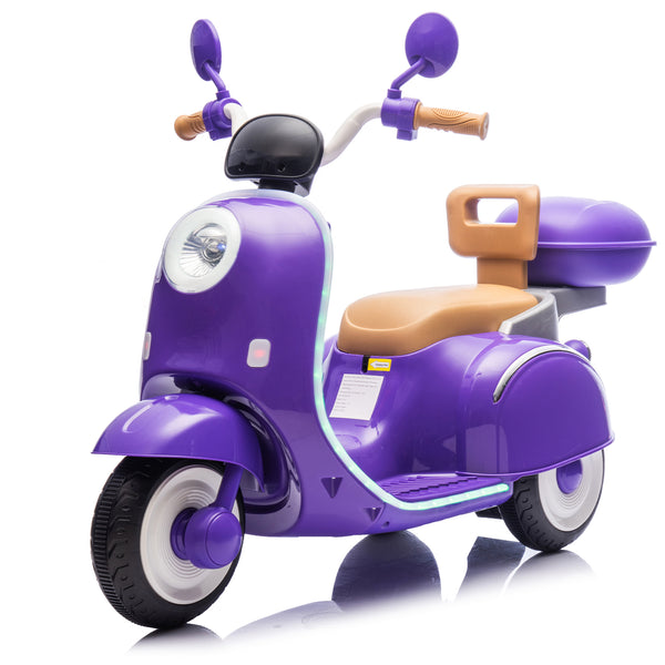12V Kids Electric Ride-On Moped Motorcycle with Bluetooth and Power Display