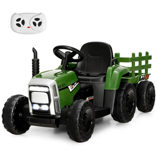 12V Kids Electric Ride-On Tractor with Detachable Trailer and Safety Belt Gas Scooters 0