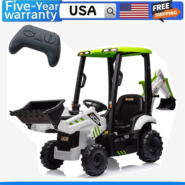 12V Kids Ride-On Excavator and Bulldozer with Remote Control Front Loader Digger Toy
