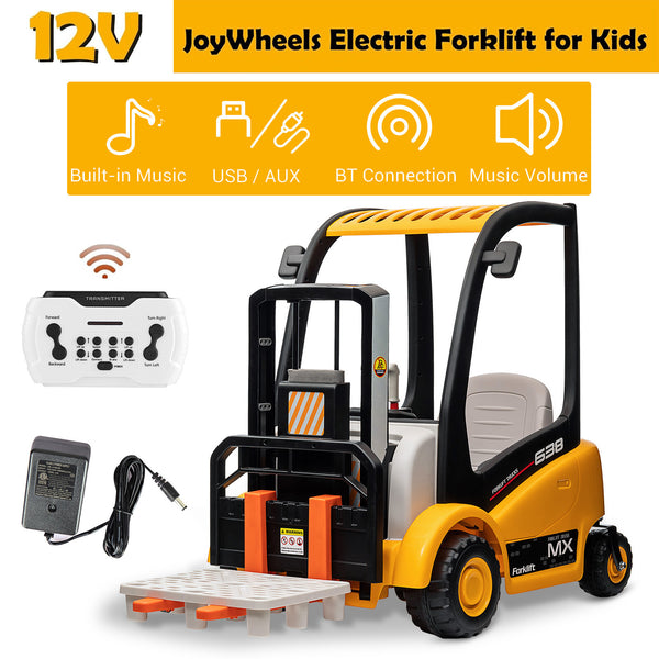 12V Kids Ride-On Forklift Battery Powered Toy with Liftable Fork and Pallet