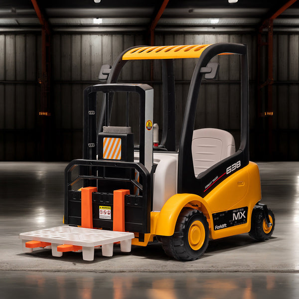 12V Battery-Powered Kids Ride-On Forklift Car with Remote and Liftable Top Fork Pallet