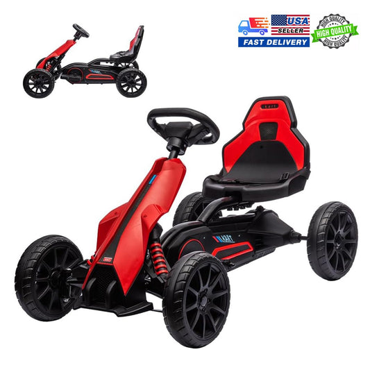 12V Kids Ride-On Go Kart with Adjustable Seat, 2.8 MPH Drifting Car, 66 lbs Capacity, 35W Motor, Red Gas Scooters 0