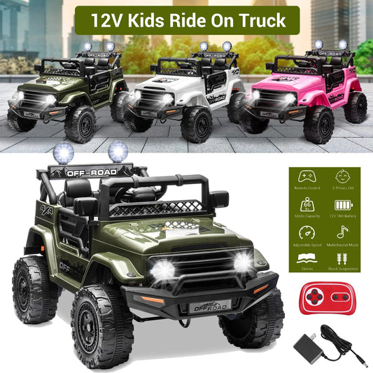 12V Rechargeable Kids Ride-On Jeep with 7AH Battery Powered Electric Truck Car Gas Scooters 0