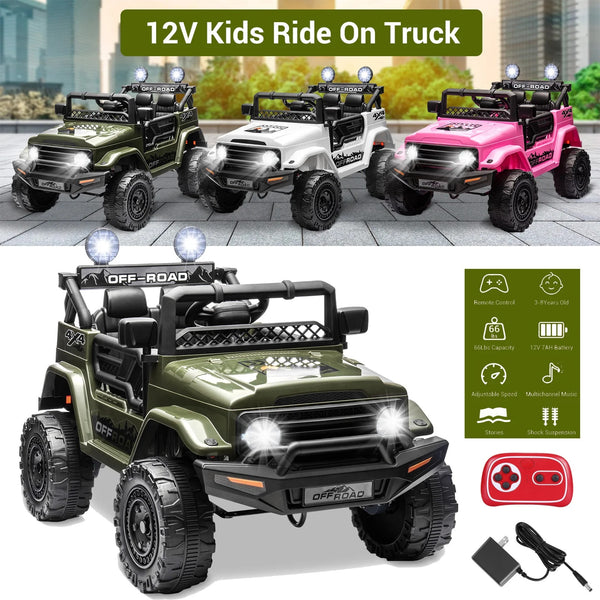 12V Rechargeable Kids Ride-On Jeep with 7AH Battery Powered Electric Truck Car