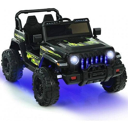 12V Kids Ride-On Jeep Car with 2.4G Remote Control in Black and Green Gas Scooters 0