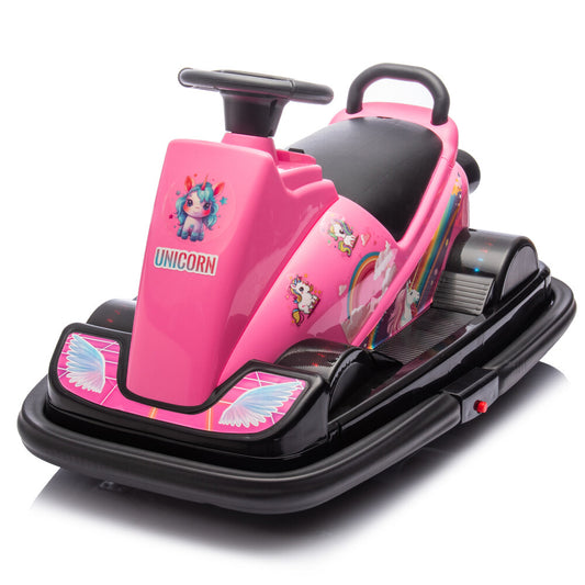 12V Kids Ride-On Motor Bumper Car with Integrated System, Four Wheels, and Waterfall Lights Gas Scooters 0