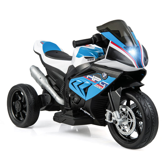 12V Kids Ride-On Motorcycle with LED Headlights and Non-Slip Wheels Blue Gas Scooters 0