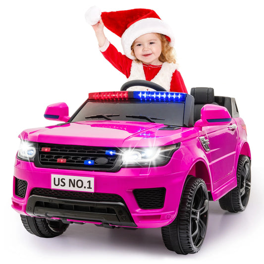 12V Kids Electric Ride-On Police Car with Battery and Remote Control Gas Scooters 0