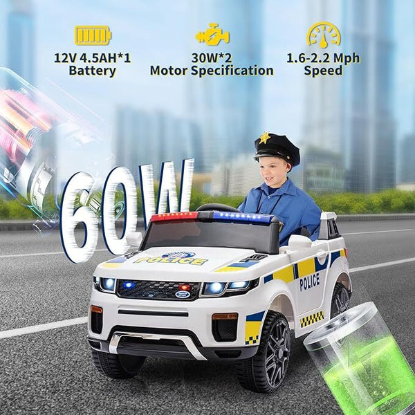 12V Electric Police SUV Ride-On Car for Toddlers with 2.4G Remote Control