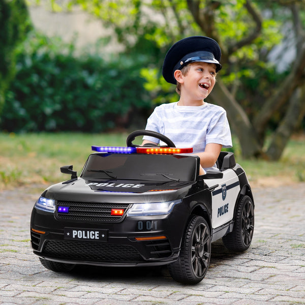 12V Kids Ride-On Police Car with Remote Control Black