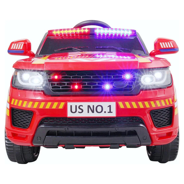 12V Battery-Powered Kids Ride-On Police Car with Remote Control 4-Wheeler Truck