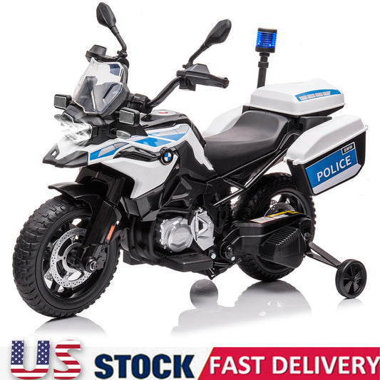 12V Kids Electric Police Ride-On Motorcycle with Battery and LED Lights Gas Scooters 0