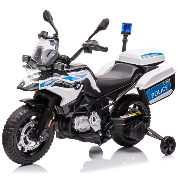 12V Kids Ride-On Police Motorcycle with 2 Speeds, EVA Tires, Storage Boxes, and Lights