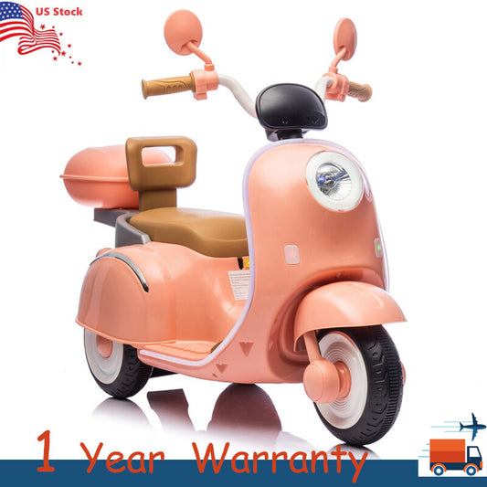 12V Kids Electric Three-Wheel Ride-On Motorcycle with Bluetooth Music for Ages 3-6 Years Gas Scooters 0
