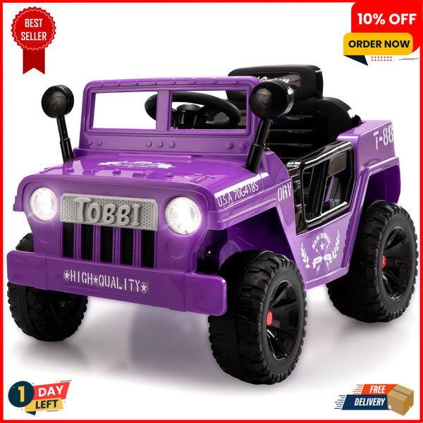 12V Electric Kids Ride-On Jeep Car with Battery Power, Remote Control, and LED Lights