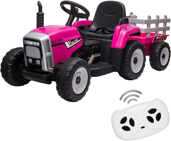12V Electric Kids Ride-On Tractor Car with Trailer and Remote Control