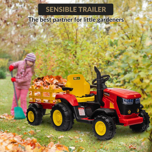 12V Electric Ride-On Kids Tractor with Trailer and Remote Control – Red Gas Scooters 0