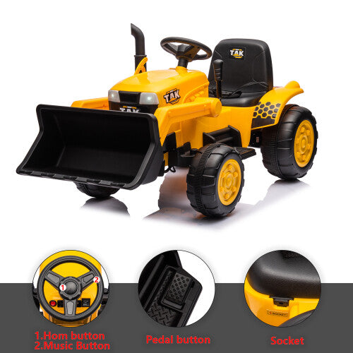 12V Battery-Powered Kids Ride-On Electric Excavator Tractor with Digging Handle Gas Scooters 0
