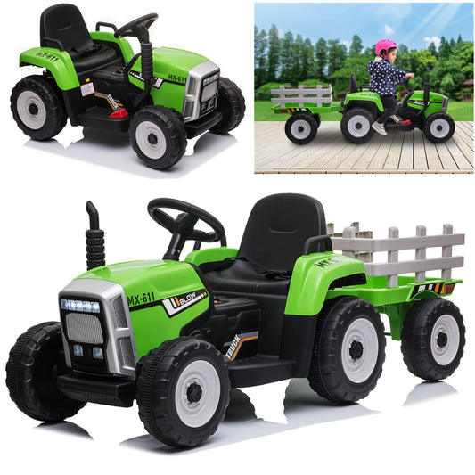 12V Electric Kids Ride-On Tractor with Trailer, Horn, and Remote Control Gas Scooters 0