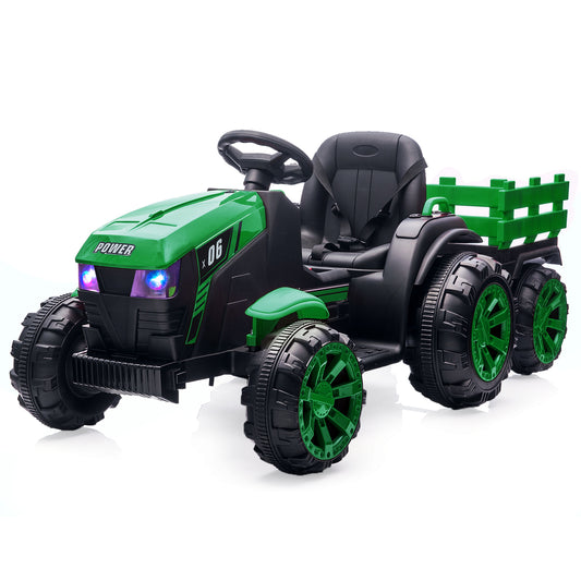 12V Electric Kids Ride-On Tractor Toy with Trailer and Remote Control Gas Scooters 0
