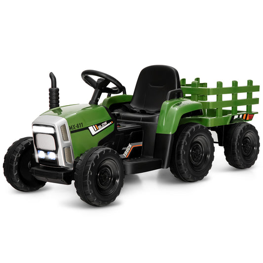 12V Kids Ride-On Tractor with Trailer, 3 Variable Speeds and Remote Control Gas Scooters 0