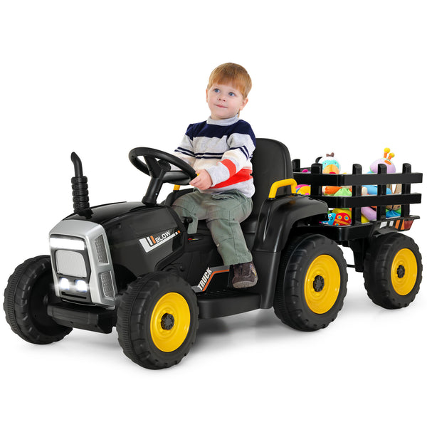 12V Kids Ride-On Tractor with Trailer, 3 Speeds and Remote Control