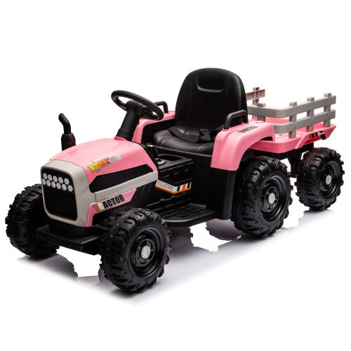 12V Battery-Powered Kids Ride-On Tractor with Trailer, Remote Control, 3-Speed, USB Charging Gas Scooters 0