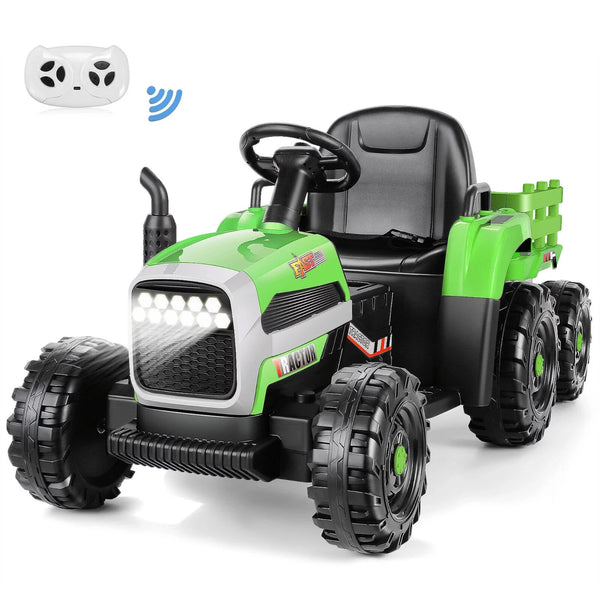 12V Kids Ride-On Tractor with Trailer and Ground Loader 55