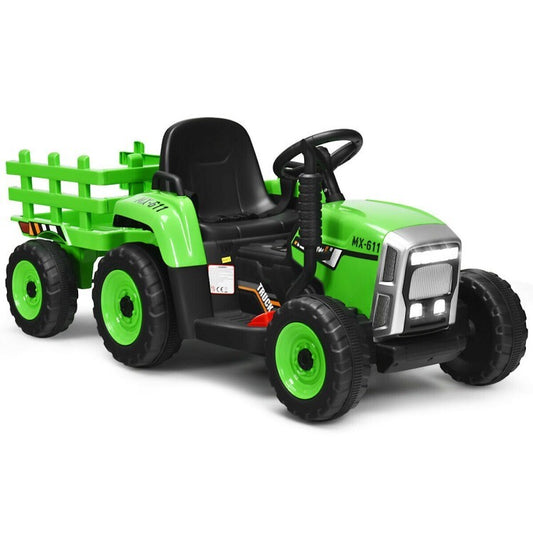 12V Kids Ride-On Tractor with Trailer, Ground Loader, RC Remote Control, and Lights Gas Scooters 0