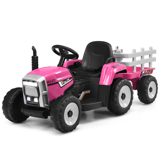 12V Kids Ride-On Tractor with Trailer and Ground Loader, Remote Control, LED Lights, Black Gas Scooters Variant 0