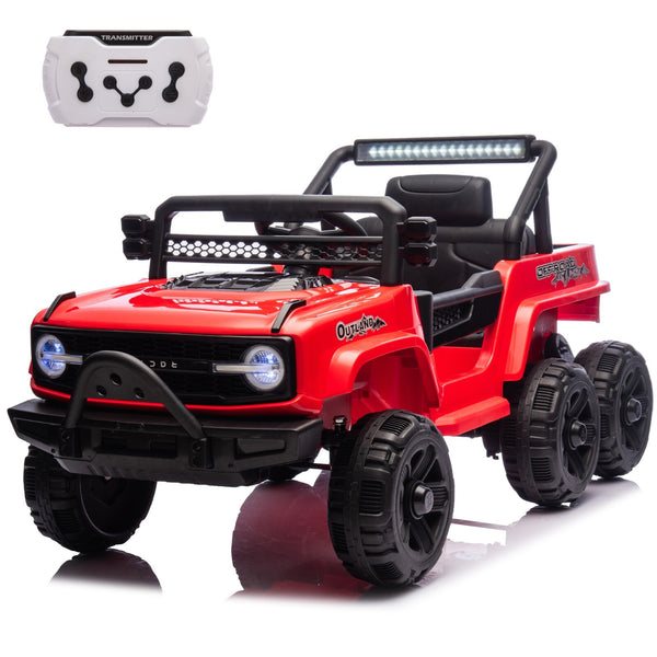 12V Electric Kids Ride-On Jeep Truck Toy with 6 Wheels and Remote Control, Red