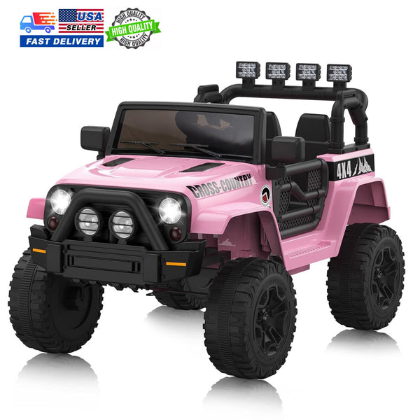 12V Battery-Powered Pink Kids Ride-On 4-Wheeler Truck with Remote Control