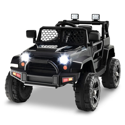 12V Kids Electric Ride-On Truck Car with Remote, Music, and Lights - Black Gas Scooters 0