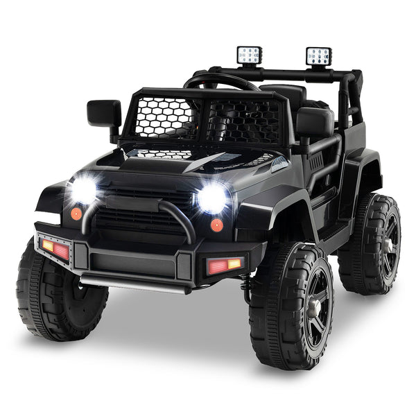 12V Kids Electric Ride-On Truck Car with Remote, Music, and Lights - Black