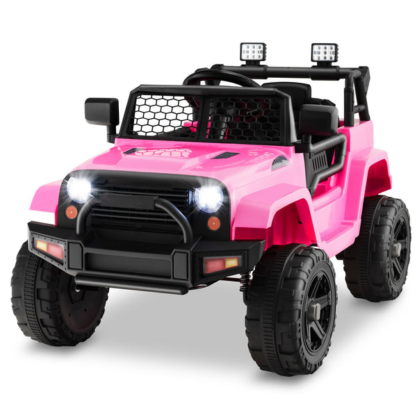 12V Pink Kids Electric Ride-On Truck with Remote, Music, and Lights