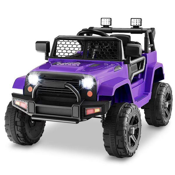12V Kids Electric Ride-On Truck with Remote Control, Music, and Lights – Purple