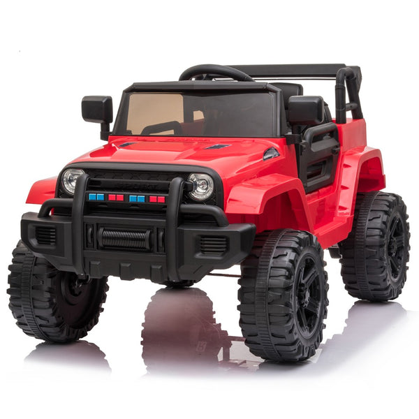 12V Kids Ride-On Truck Car with Parent Remote Control, LED Lights, and MP3 Player - Red
