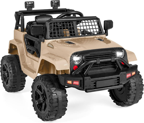 12V Kids Ride-On Truck Car with Parent Remote Control, Spring Suspension, and LED Lights