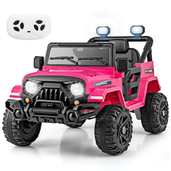 12V Kids Ride-On Truck Car with Remote Control, Threaded Wheels, 3 Speeds, and LED Lights