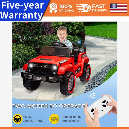 12V Kids Ride-On Truck Car with Remote Control, Music, LED Lights, and Horn Gas Scooters 0