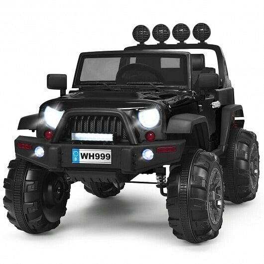 12V Kids Ride-On Truck with Remote Control and Double Magnetic Doors, Black