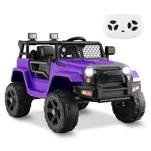 12V Kids Ride-On Truck with Remote Control and Headlights Purple Gas Scooters 0