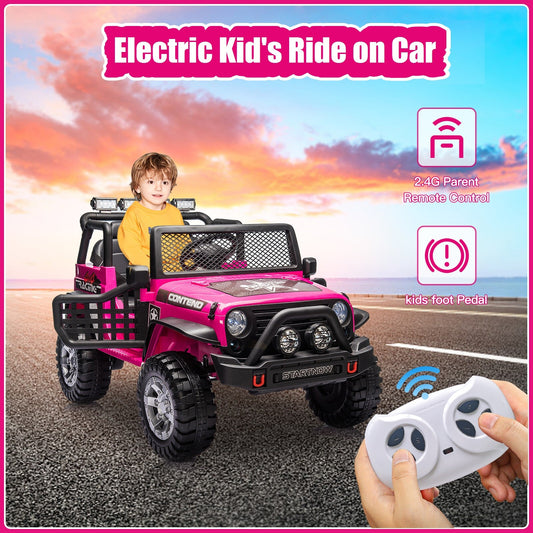 12V Kids Electric Ride-On Truck Jeep with 2 Seats and Remote Control Gas Scooters 0