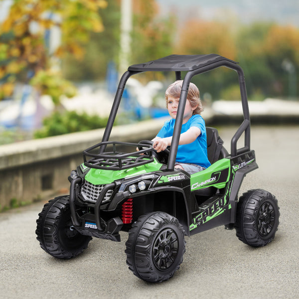 12V Kids UTV with Music, Lights, MP3/USB, Suspension, Green