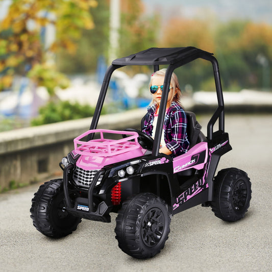 12V Kids Pink UTV with Music, Lights, MP3/USB, and Suspension Gas Scooters 0